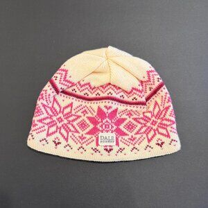 Dale of Norway Pink and Cream Beanie Winter Hat - lightly used